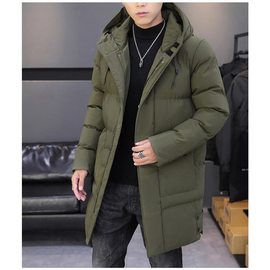 中綿コート メンズ ミディアム丈 中綿アウター ロングジャケット 防風 フード付き 防寒着 厚手 キルティングジャケット 冬物 冬アウター | ホームアイホーム | 13