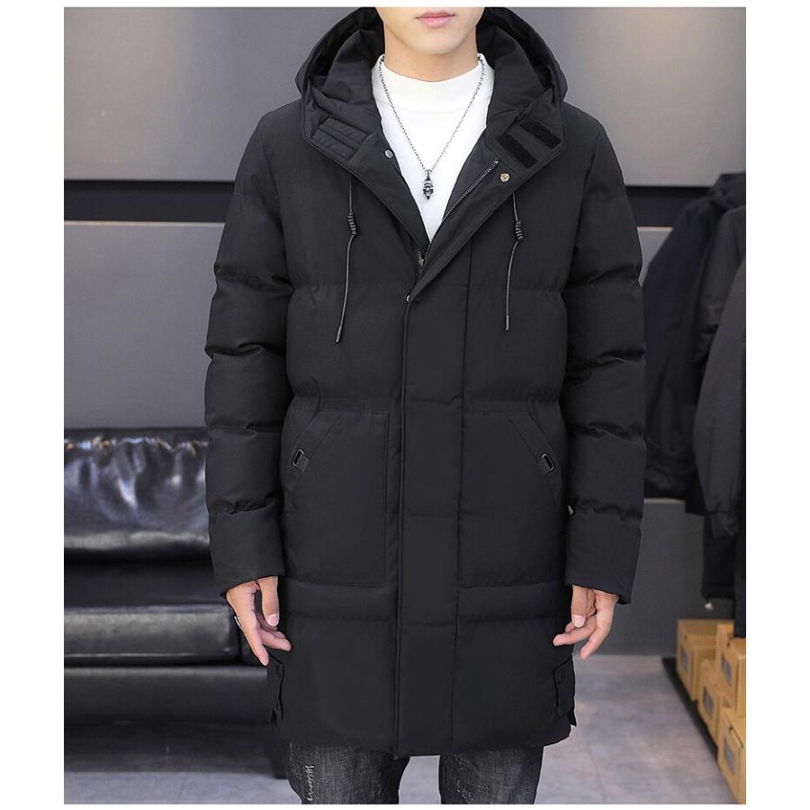中綿コート メンズ ミディアム丈 中綿アウター ロングジャケット 防風 フード付き 防寒着 厚手 キルティングジャケット 冬物 冬アウター | ホームアイホーム | 11
