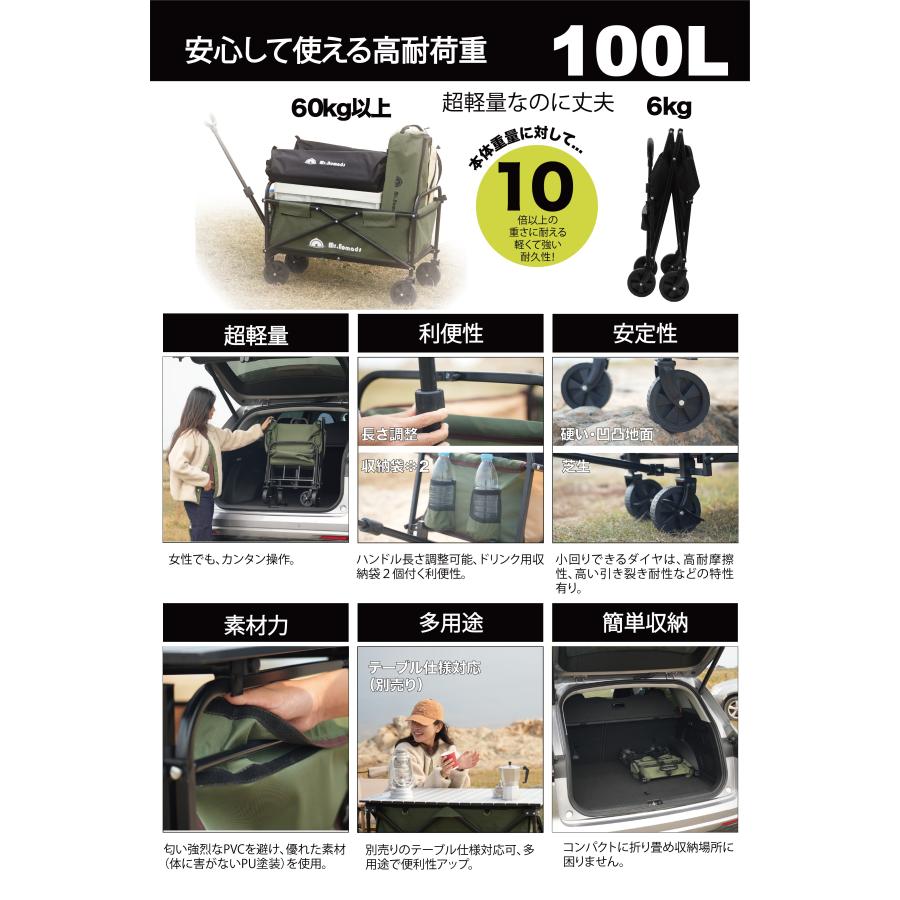 Mr.Nomads キャリーワゴン キャリーカート 軽量 大容量 120L可能 耐
