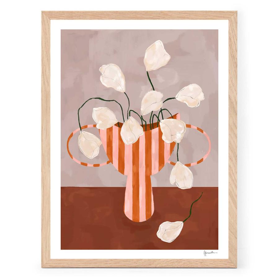 The Poster Club アートポスター 30×40cm White Flowers in Striped