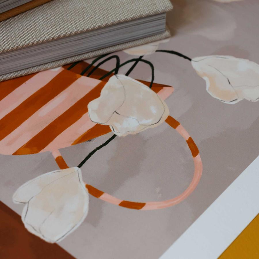 The Poster Club アートポスター 30×40cm White Flowers in Striped