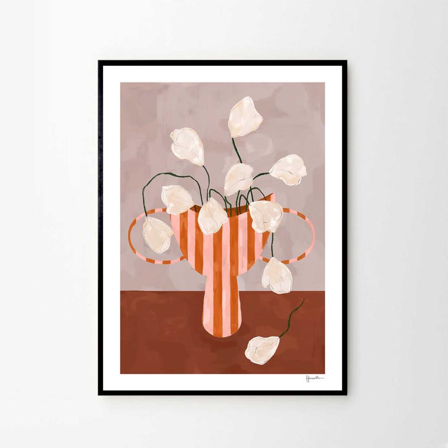 The Poster Club アートポスター 30×40cm White Flowers in Striped