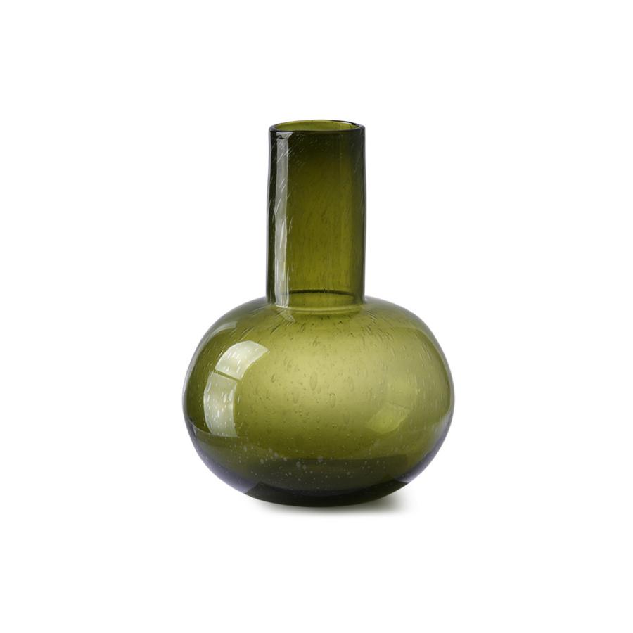 HKliving　手吹きガラスの大きなフラワーベース　グリーン 