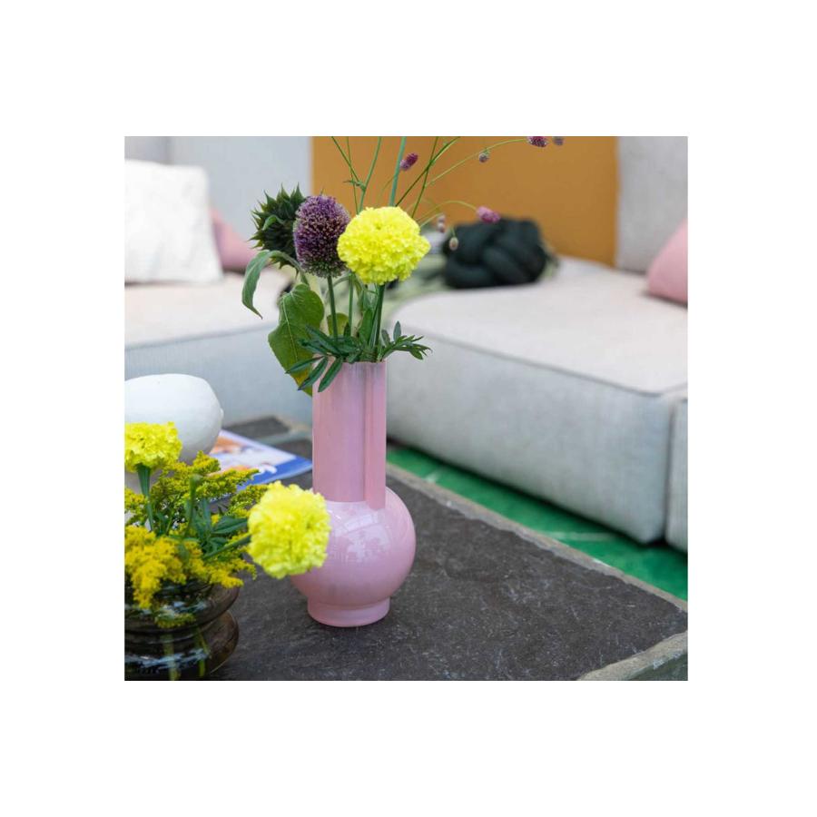 HKliving フラミンゴカラーのフラワーベース 高さ25cm 花瓶 ガラス製