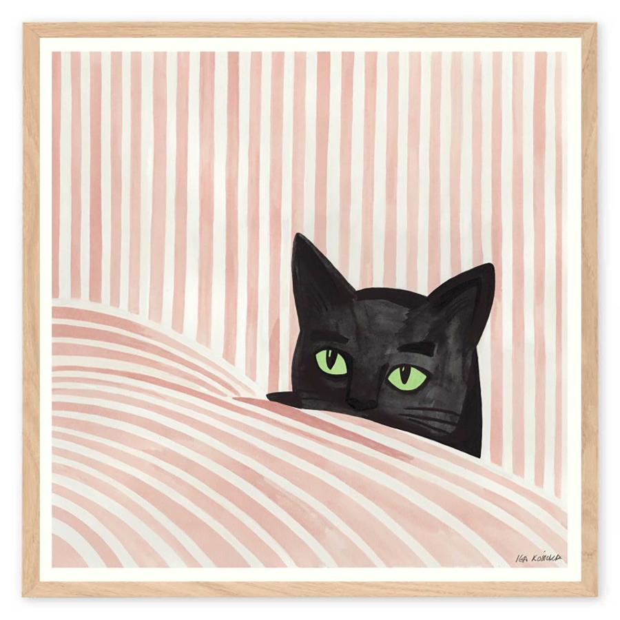PSTR studio アートポスター 50×50cm Black cat 北欧雑貨 アート
