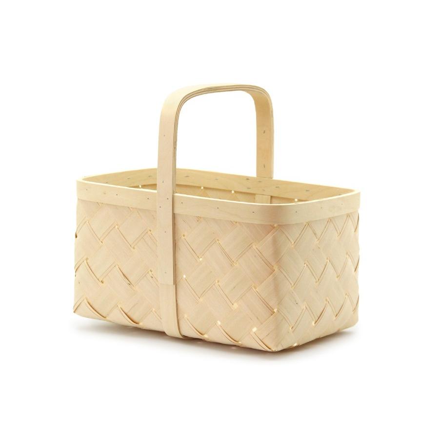 北欧白樺の持ち手つきバスケット 深め Lサイズ□北欧雑貨 かご