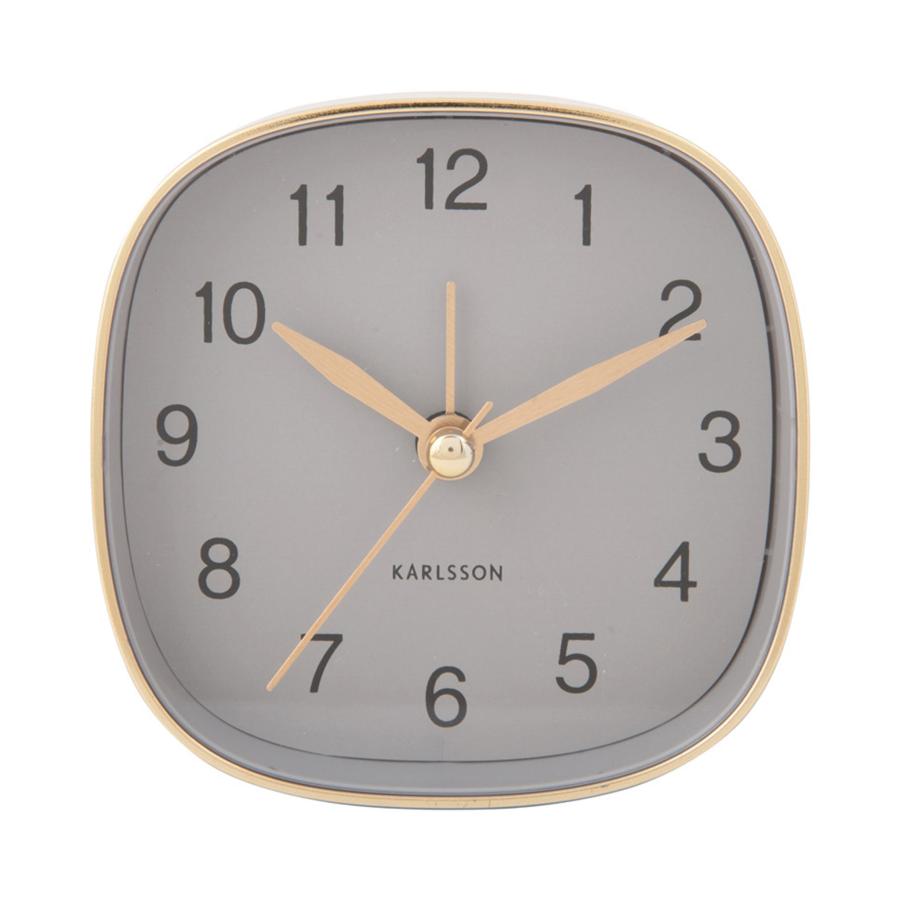 【新品】Karlsson 置き時計 グレー Karlsson（カールソン） アラームクロック Travel Square グレー