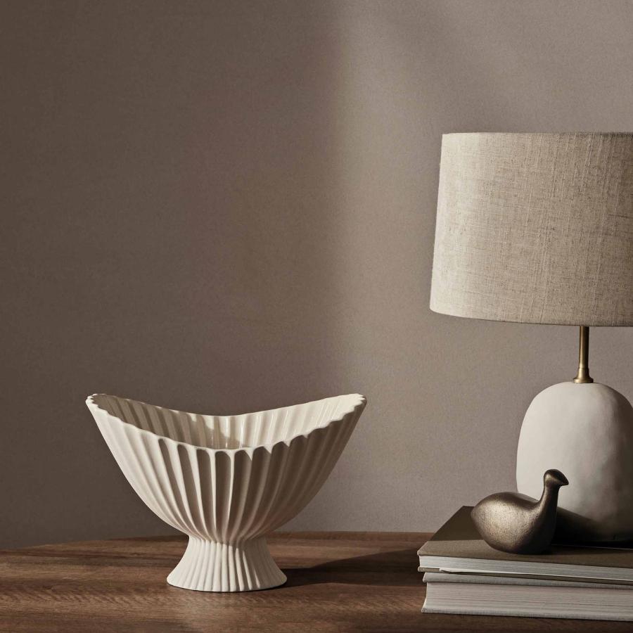 Ferm Living ファームリビング 柔らかなプリーツ状テクスチャが印象的なインテリアボウル Fountain Bowl Lサイズ 北欧 陶器
