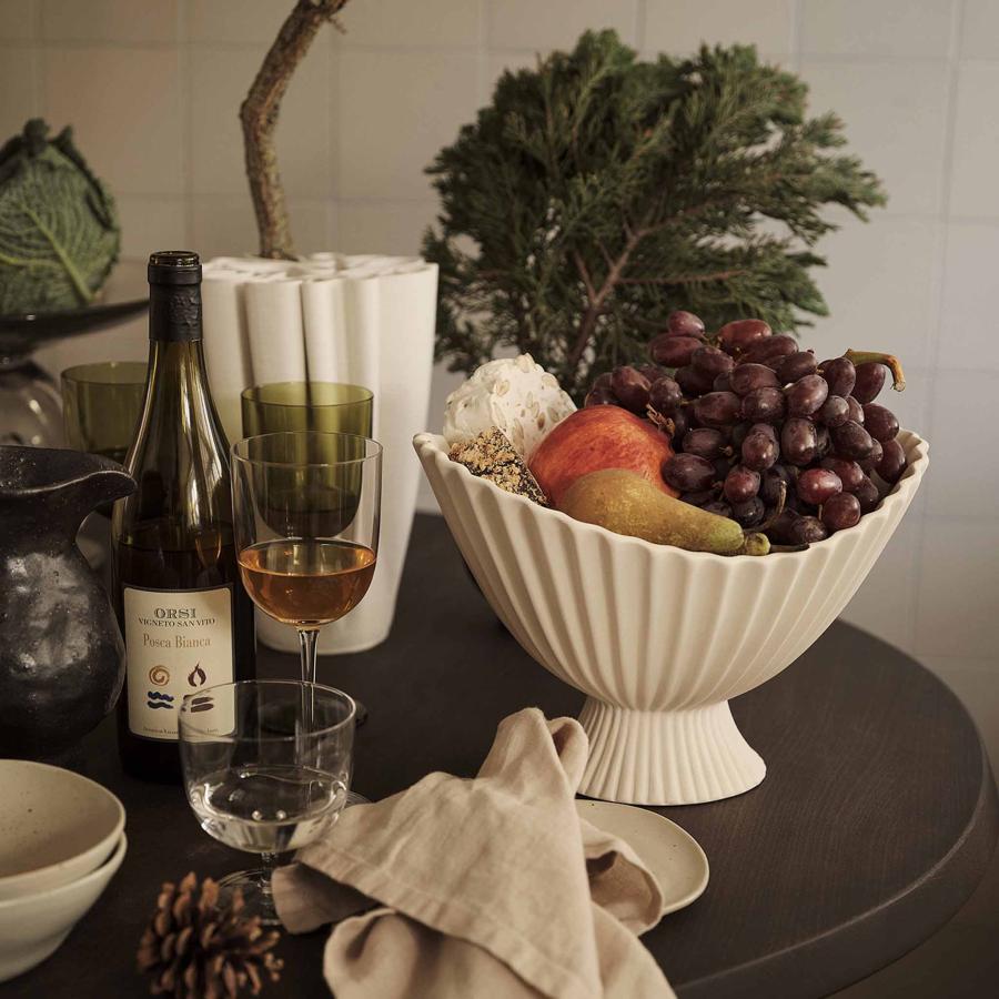 Ferm Living ファームリビング 柔らかなプリーツ状テクスチャが印象的なインテリアボウル Fountain Bowl Lサイズ 北欧 陶器