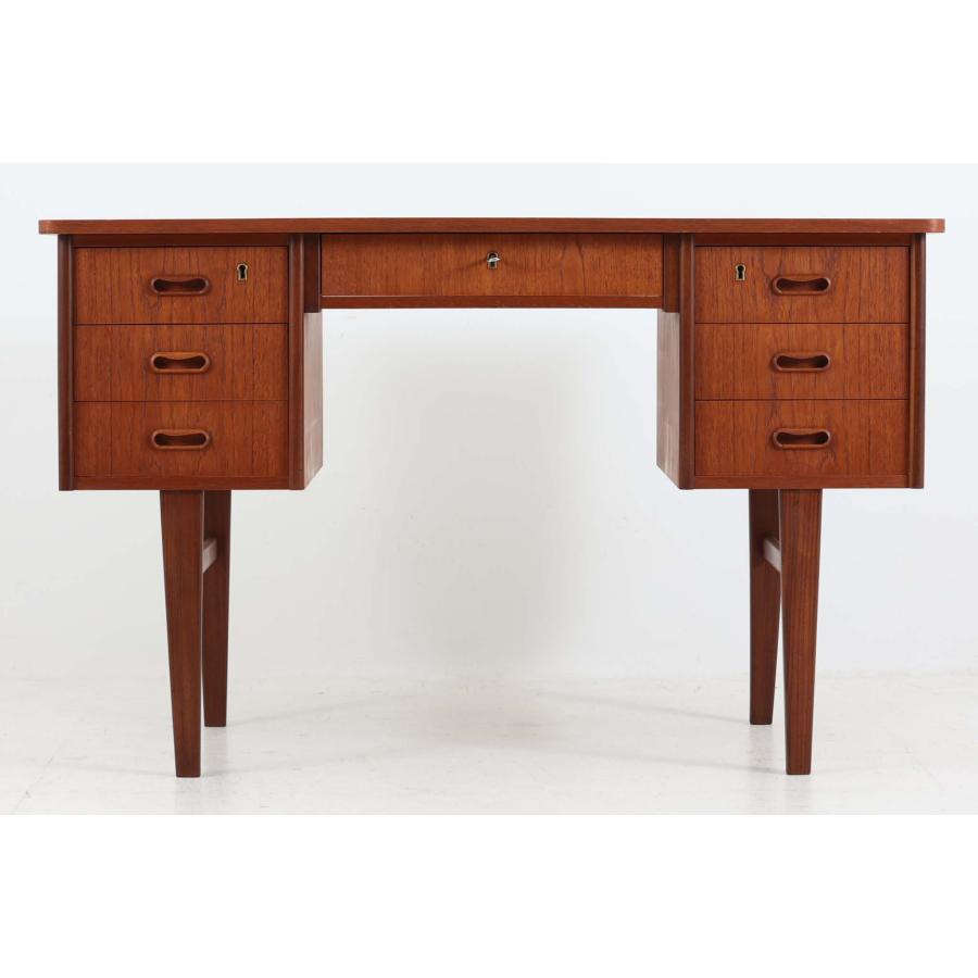 デンマーク製 シンプルな両袖デスク/机 チーク材 北欧家具ビンテージ