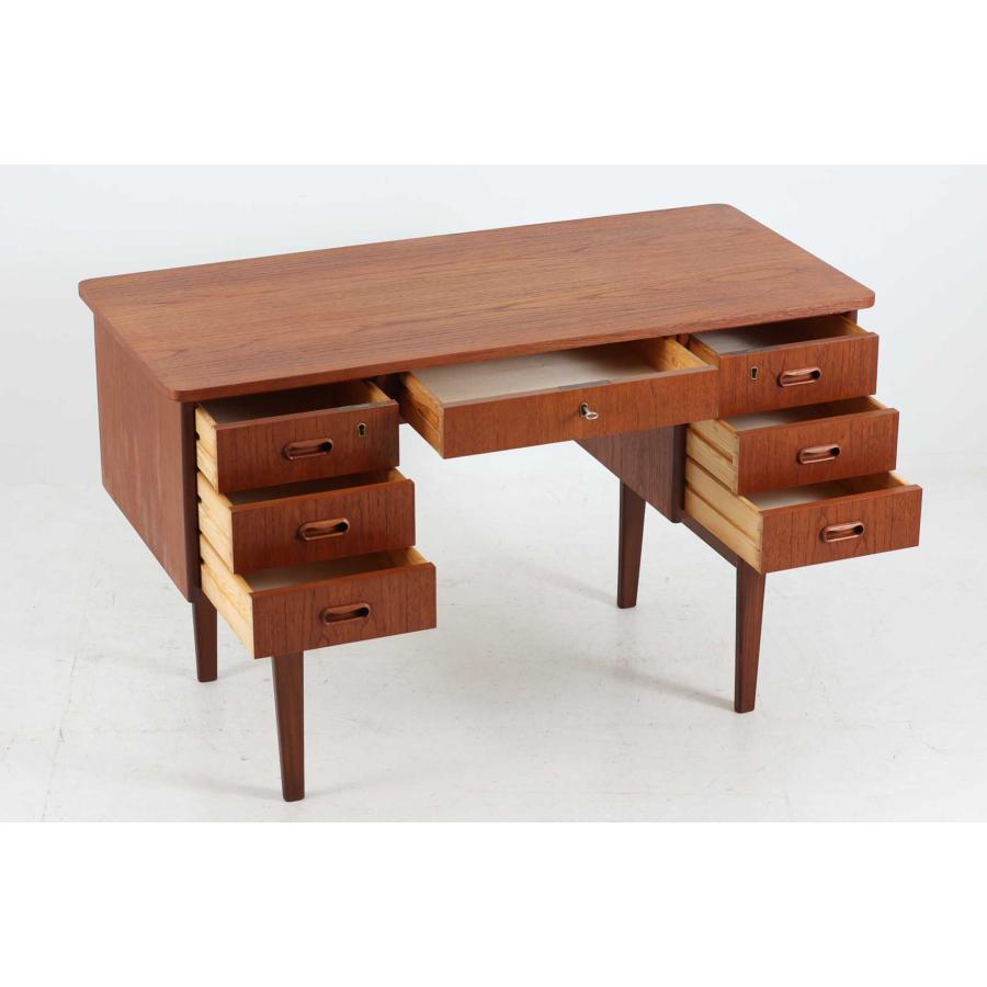 デンマーク製 シンプルな両袖デスク/机 チーク材 北欧家具ビンテージ