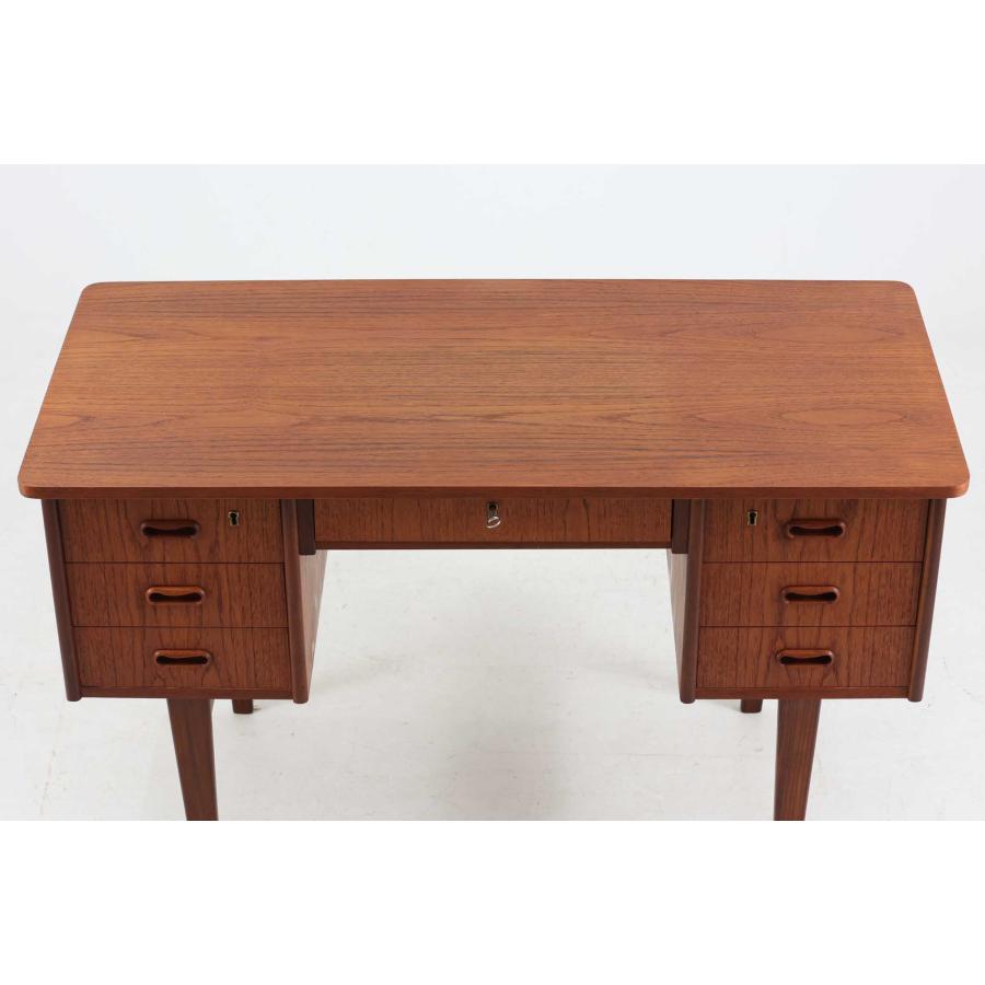 デンマーク製 シンプルな両袖デスク/机 チーク材 北欧家具ビンテージ