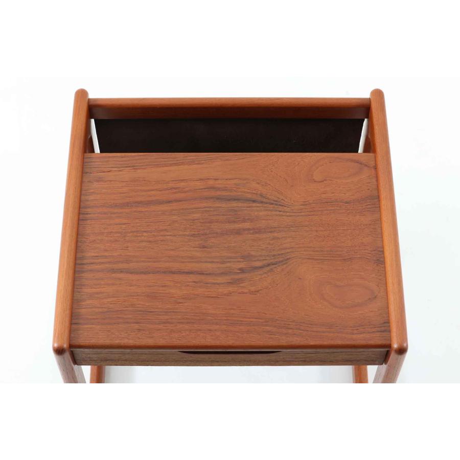 北欧デンマーク マガジンラック チーク材 本革 ヴィンテージ