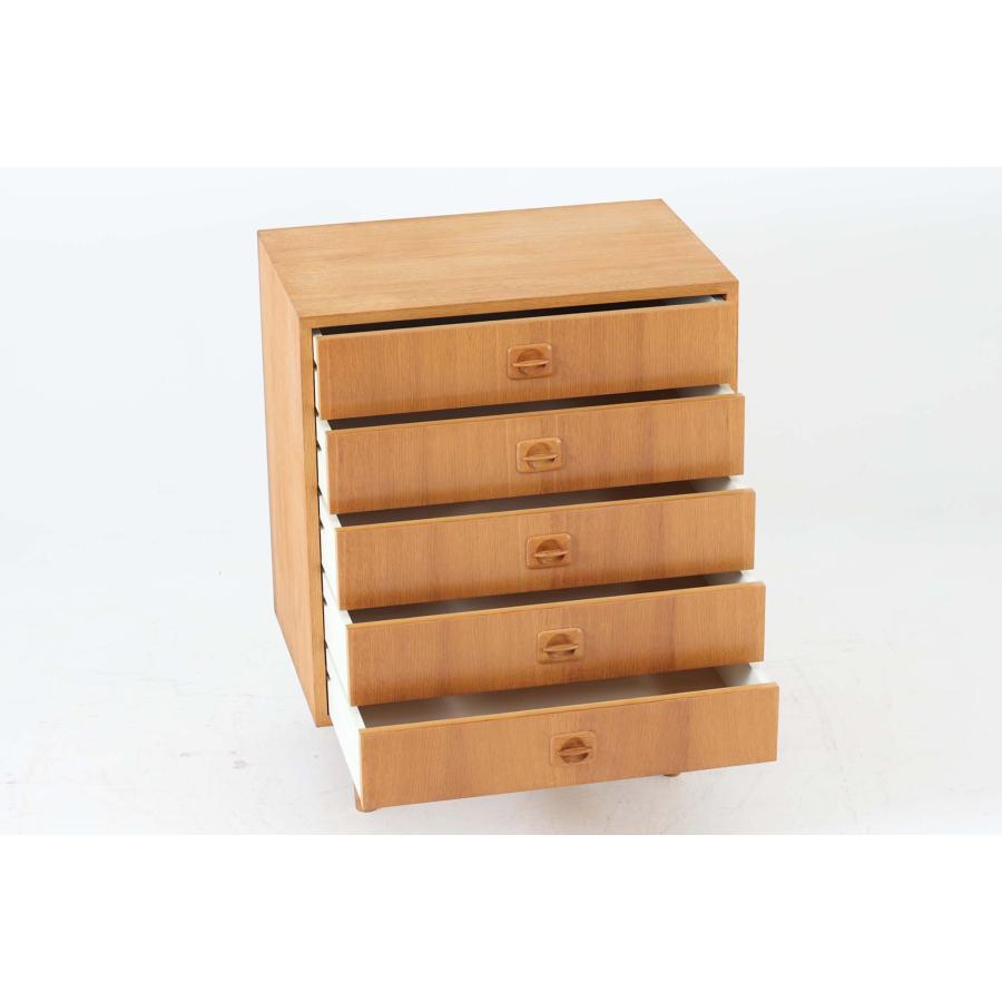 スリムで小ぶりなチェスト5段 オーク材 北欧家具ビンテージ : CHLOROS