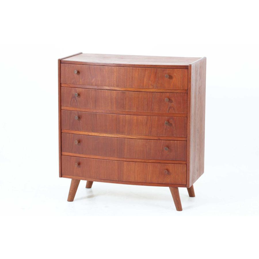 小ぶりなチェスト5段 チーク材 北欧家具ビンテージ : CHLOROS 北欧家具