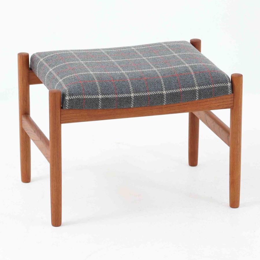 スツール チーク材 デンマーク製 北欧ビンテージ家具 北欧家具 張替済