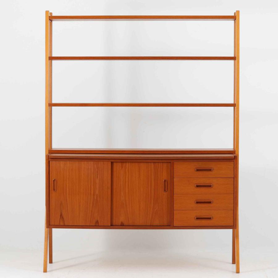 ディスプレイシェルフ チーク×ビーチ 幅120cm スウェーデン製 北欧