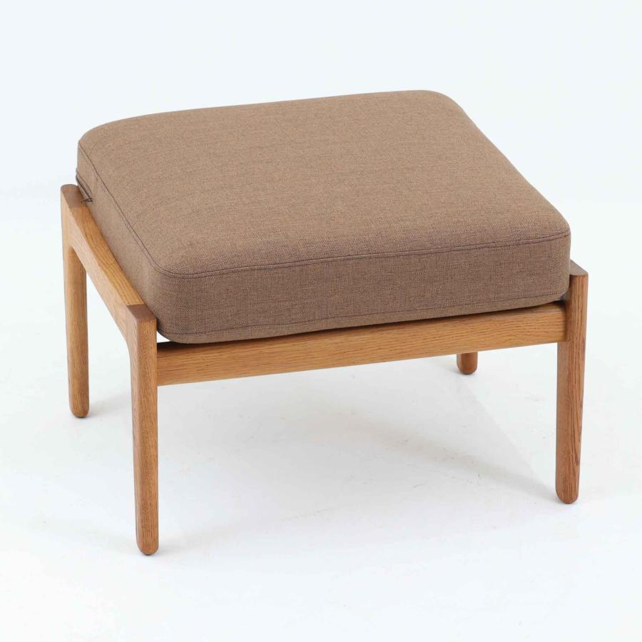 展示品 浜本工芸 No.2010 スツール オットマン オーク 本革 アイボリー