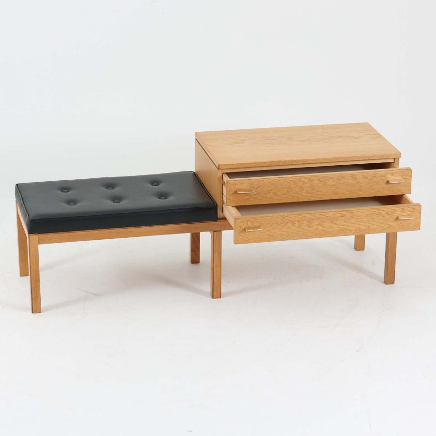 Froseke テレフォンベンチ Tema オーク×合皮×メタル フレーセケ スウェーデン製 北欧ビンテージ家具_2