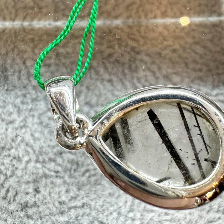 ルチルクオーツ ペンダントトップ シルバー925 刻印入り 天然石 一点物 ハンドメイド 透明感 針状結晶 黒色 唯一無二 デイリー 特別 フォーマル カジュアル_7