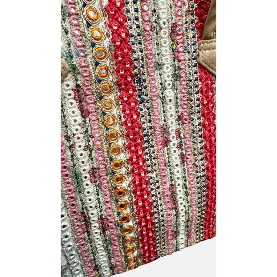 インド刺繍バッグ インド刺繍リボン 全面刺繍 ミラーワーク コットン