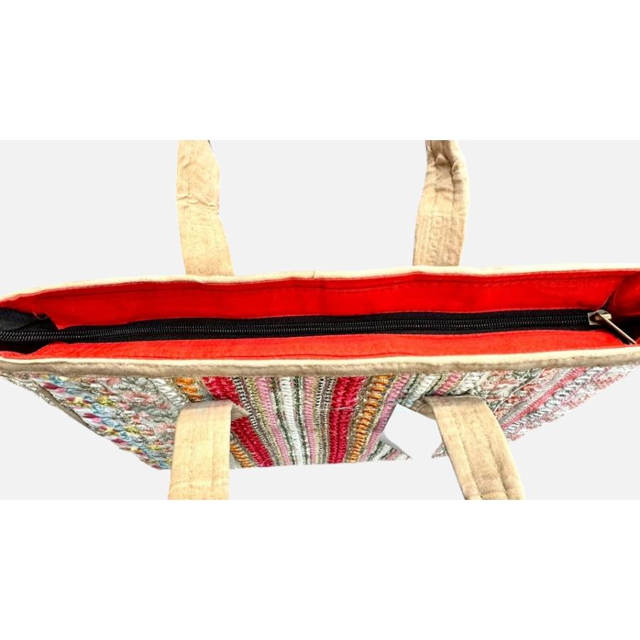 インド刺繍バッグ インド刺繍リボン 全面刺繍 ミラーワーク コットン