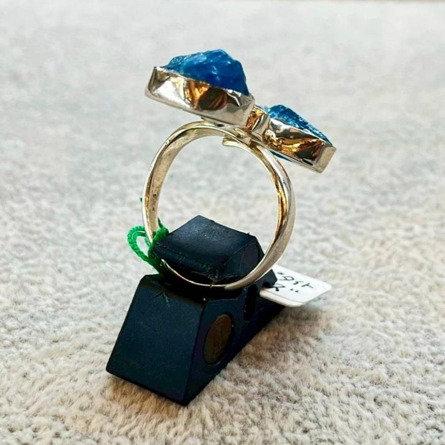 手作り　シルバーリング　ブルーアパタイト　14号相当 シルバー リング ブルーアパタイト 14号 15号 調整可 シルバー925