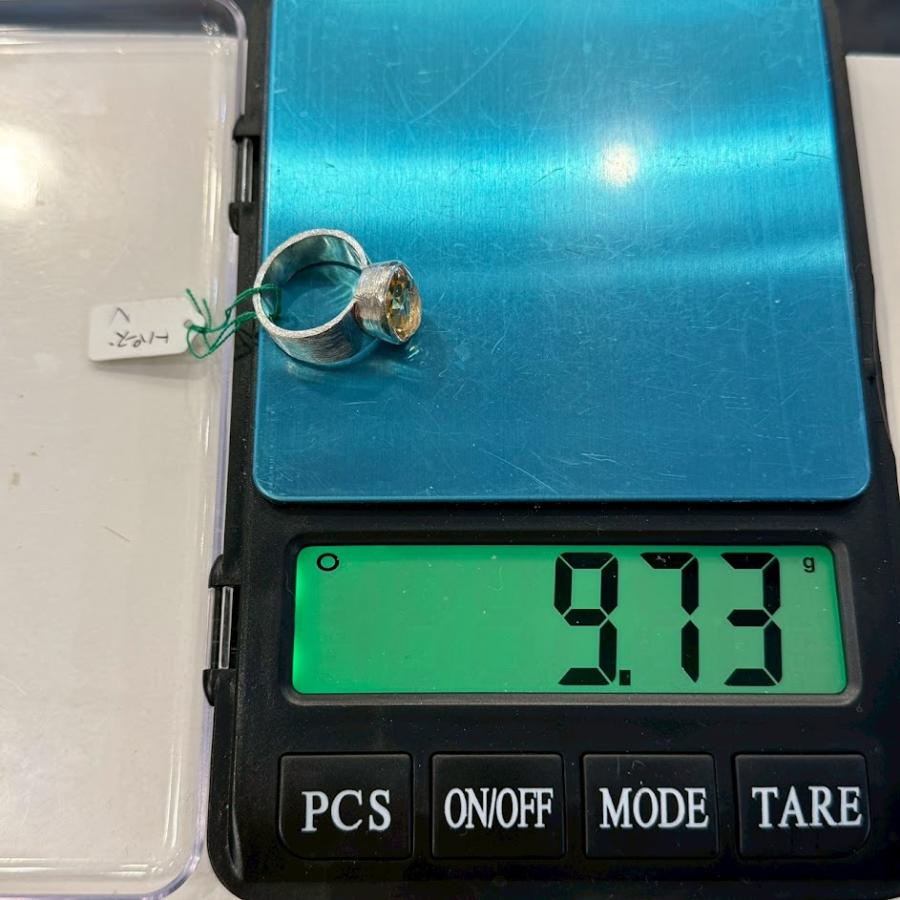 イエロートパーズ リング シルバー925 刻印入り 天然石 一点物 大粒