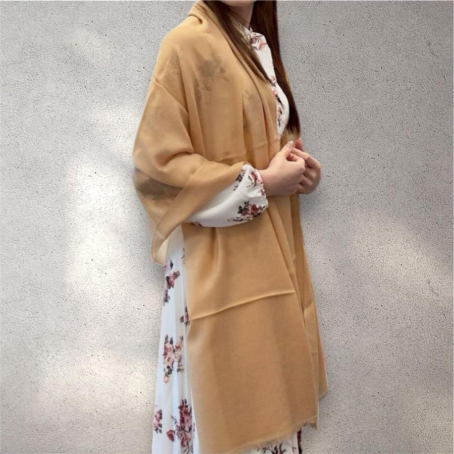 ショール ストール カシミヤ100% 大判 タペストリー インテリア カシミール ハンドメイド 最高級カシミア 羽織 イエロー 手染め レディースの画像
