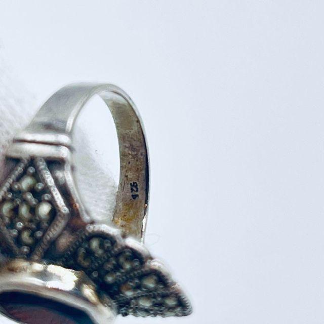 シルバー925刻印 天然石リング ガーネット 11号 指輪 レディース  アンティークリング ハンドメイド ヴィンテージ インディアンジュエリーの画像