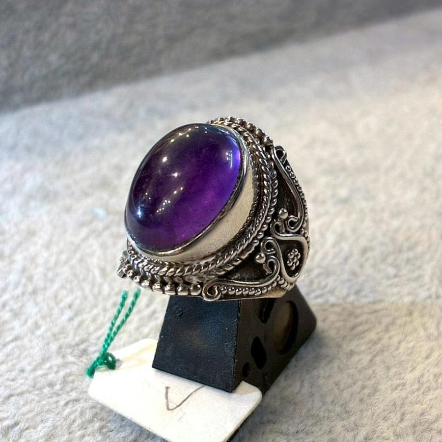 シルバー リング 12号 シルバー925 アメジスト 天然石 紫水晶 パープル