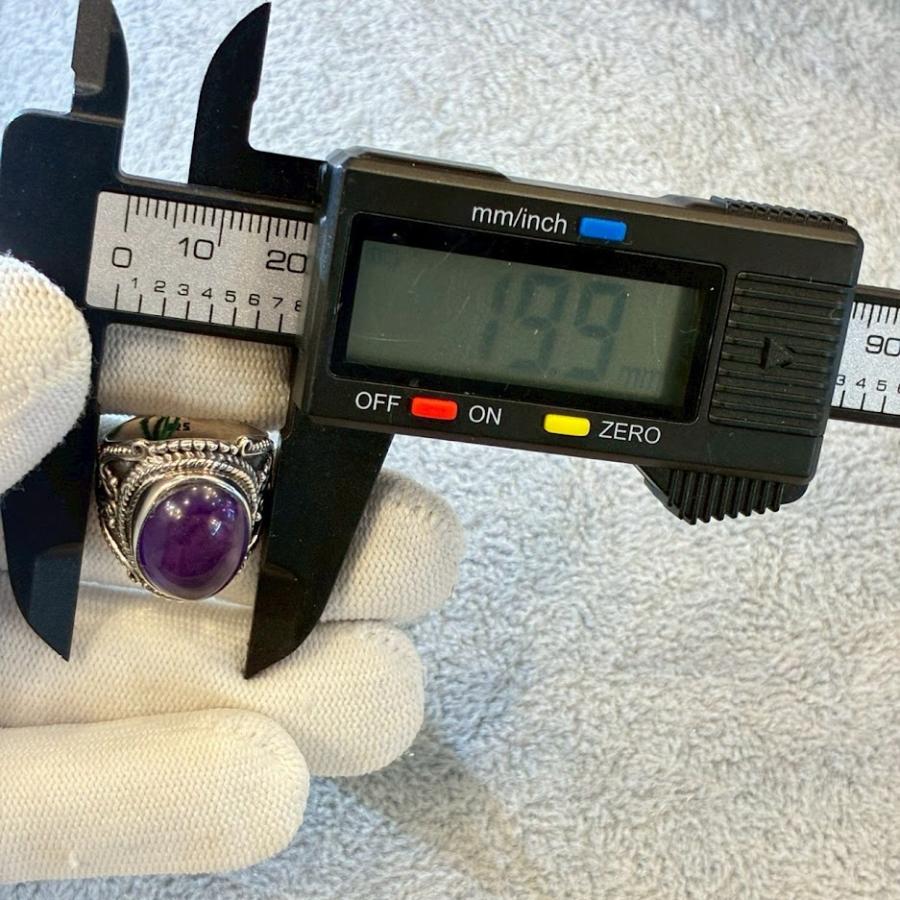 ハンドメイド　シルバー925 シルバーリング　アメジスト　水晶 シルバー リング 12号 シルバー925 アメジスト 天然石 紫水晶 パープル