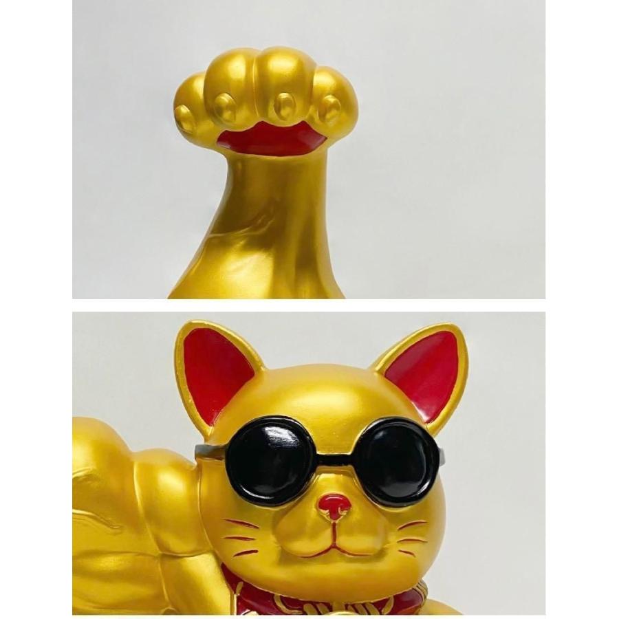 ビッグ 大型の32cm ムキムキゴールド マッスル招財 招き猫 可愛い置物