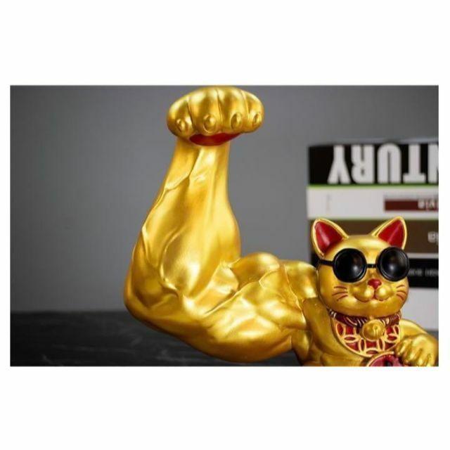 BIG32cm ムキムキゴールド マッスル『千両』 招き猫可愛い置物 BIG32cm ムキムキゴールド マッスル『千両』 招き猫可愛い置物