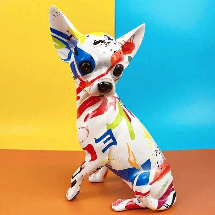 ヨーロッパとアメリカのクリエイティブカラフルなチワワの置物 犬