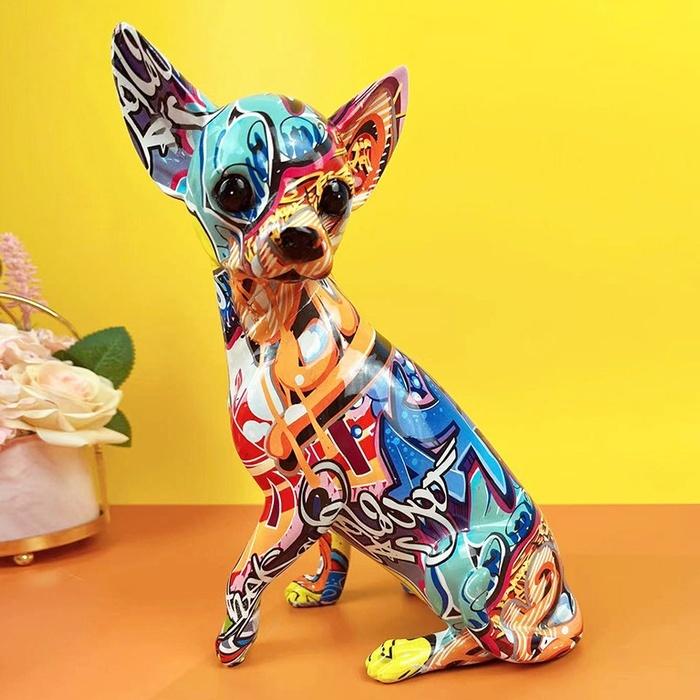 ヨーロッパとアメリカのクリエイティブカラフルなチワワの置物 犬