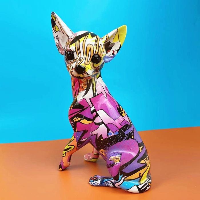 ヨーロッパとアメリカのクリエイティブカラフルなチワワの置物 犬