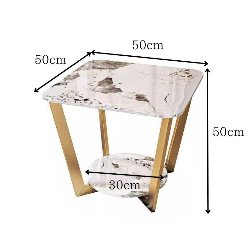サイドテーブル ナイトテーブル コーヒーテーブル 大理石風 50cm×50cm