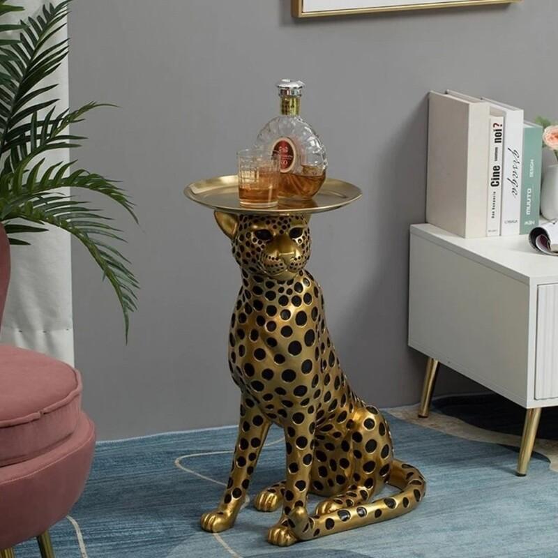 オブジェ ヒョウ トレイ付き おしゃれ かわいい インテリア 置物 動物