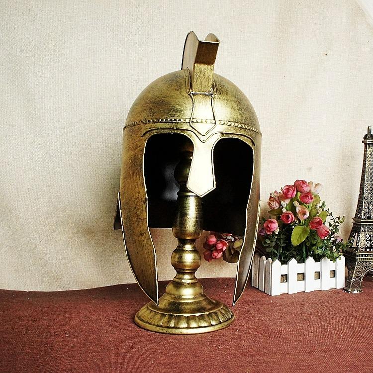 鉄兜 オブジェ ディスプレイ 装飾品 ローマ兵 防具 鉄板 ゴールド 中世