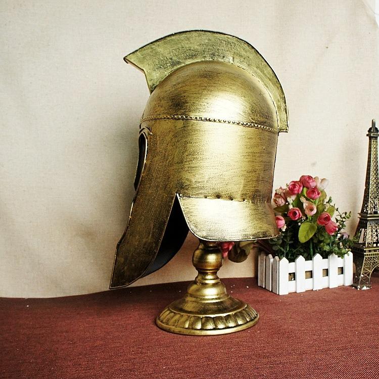 鉄兜 オブジェ ディスプレイ 装飾品 ローマ兵 防具 鉄板 ゴールド 中世