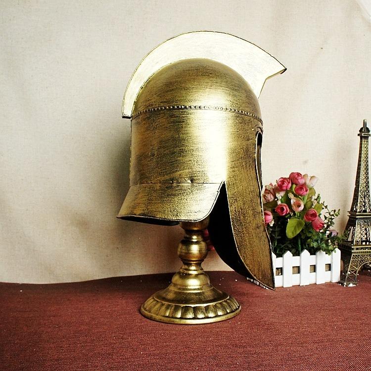 鉄兜 オブジェ ディスプレイ 装飾品 ローマ兵 防具 鉄板 ゴールド 中世