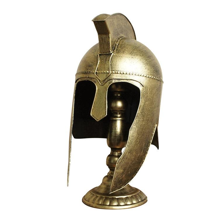 鉄兜 オブジェ ディスプレイ 装飾品 ローマ兵 防具 鉄板 ゴールド 中世