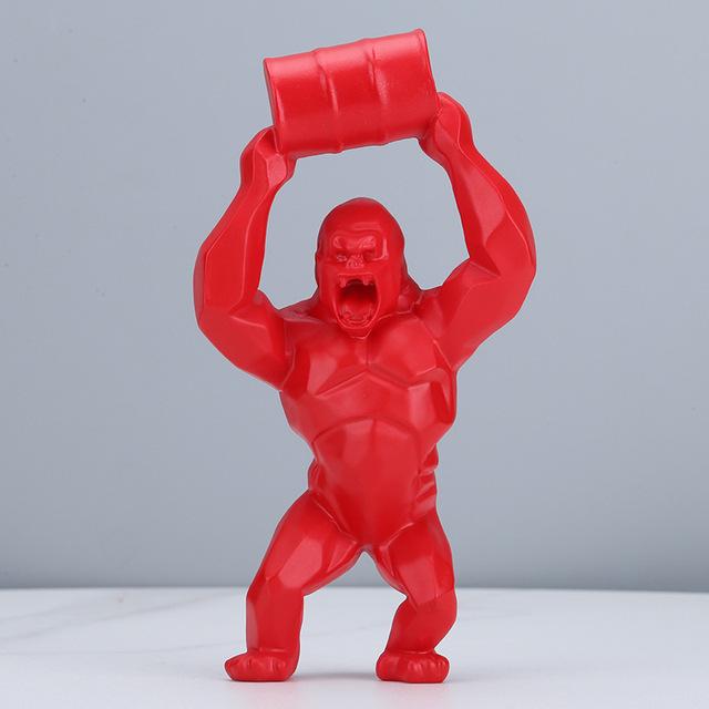 樽を持ったゴリラの彫刻オブジェ 置物_3