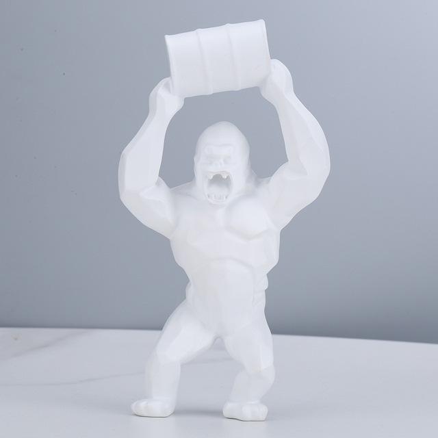 樽を持ったゴリラの彫刻オブジェ 置物_4