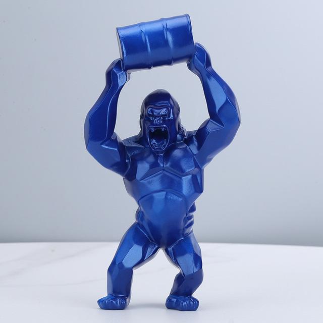 樽を持ったゴリラの彫刻オブジェ 置物_5