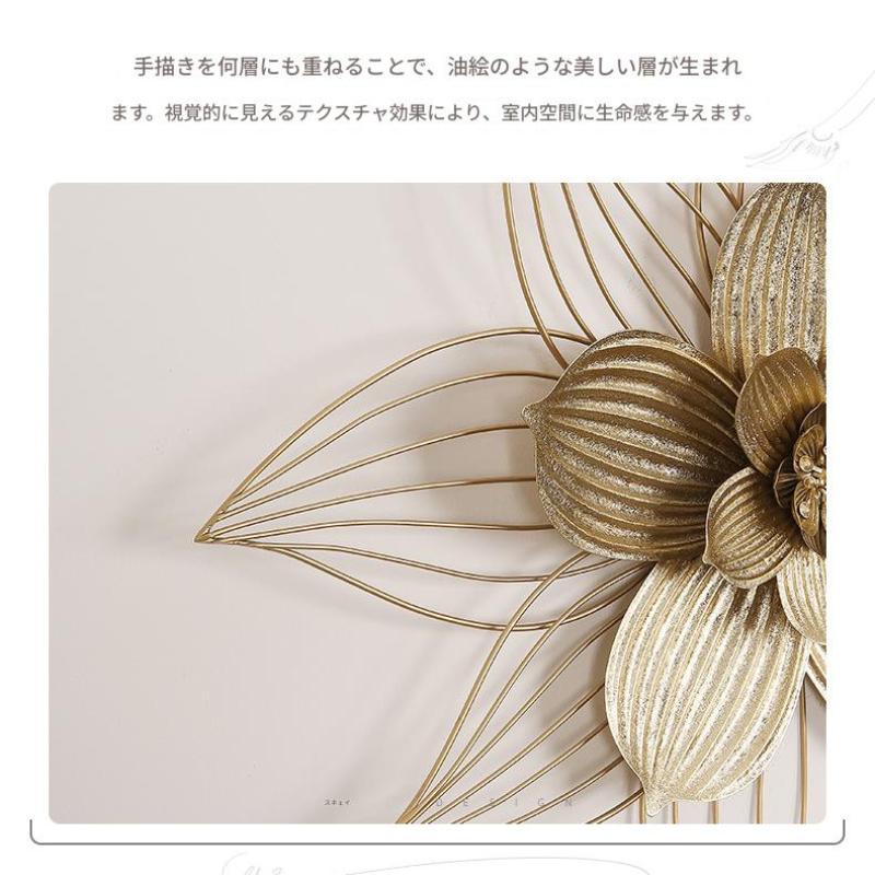 ウォール アート 椿 立体花 フラワー アレンジ ゴールド アンティーク