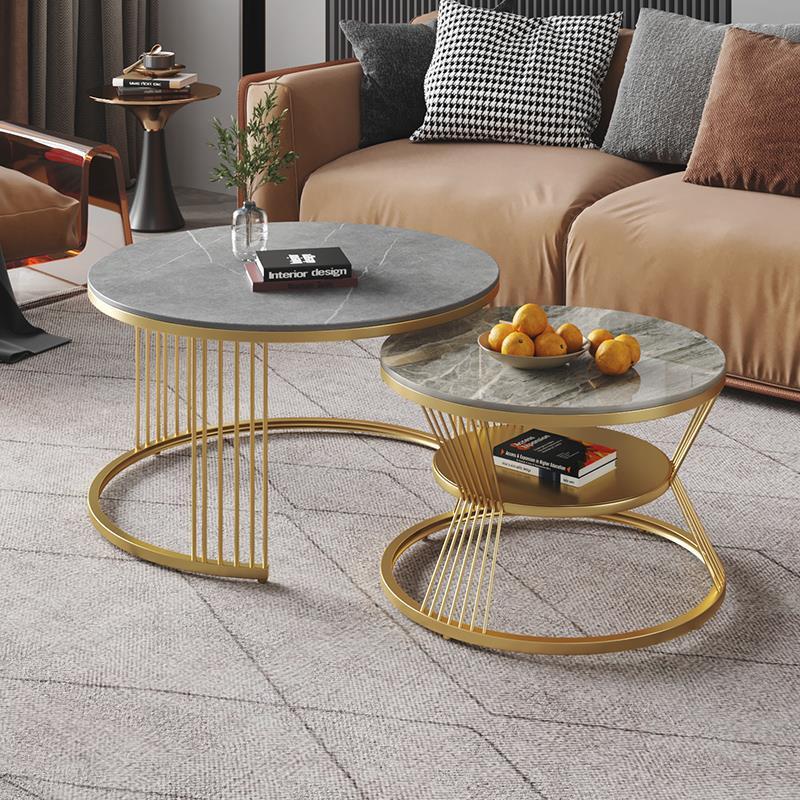 60cm大理石円形テーブル　脚ブロンズゴールド 60cm大理石円形テーブル 脚ブロンズゴールド センターテーブル 2個