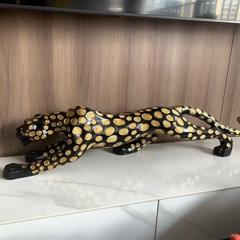 オブジェ 黒豹 レオパード 大型 置物 全長105cm 全長78cm 大きい