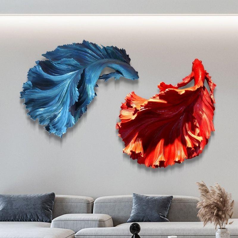 額装　アート　芸術　魚　フィッシュ　ブルー　インテリア　壁掛け　飾り　おしゃれ　モダン ウォールアート 壁掛けインテリア ウォールデコレーション 金魚